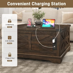 36” Square Lift Top Coffee Table