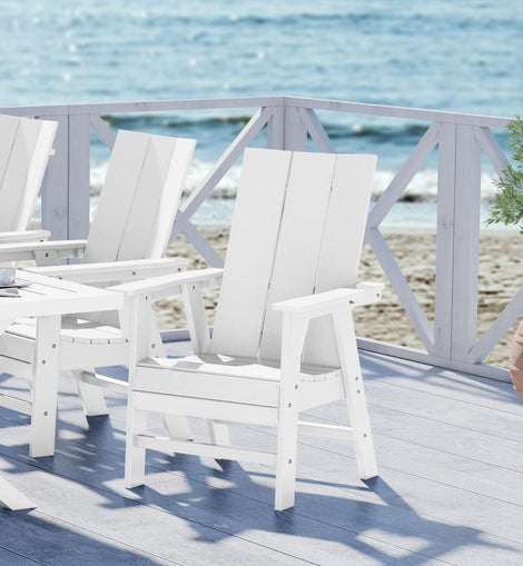 WestinTrends Ashore Outdoor Patio HDPE Plastic Modern Adirondack Dining Chair, White