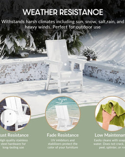 WestinTrends Ashore Outdoor Patio HDPE Plastic Modern Adirondack Dining Chair, White