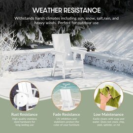 WestinTrends Ashore Outdoor Patio HDPE Plastic Modern Adirondack Dining Chair, White