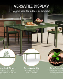 WestinTrends Playa 59" Iron Metal Outdoor Rectangular Patio Dining Table For 6, Olive Green