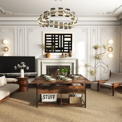 The MONVANE 40" Lift Top Coffee Table in Rustic Brown